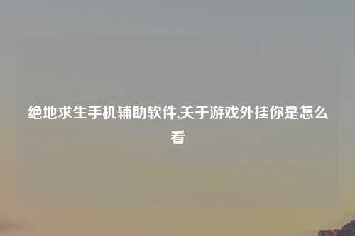 绝地求生手机辅助软件,关于游戏外挂你是怎么看