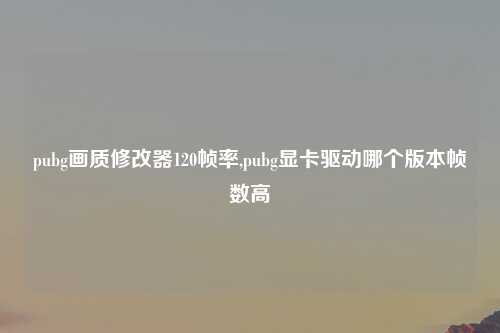pubg画质修改器120帧率,pubg显卡驱动哪个版本帧数高