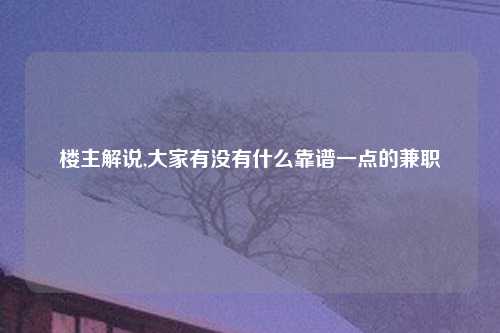 楼主解说,大家有没有什么靠谱一点的兼职