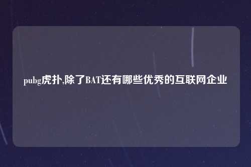 pubg虎扑,除了BAT还有哪些优秀的互联网企业