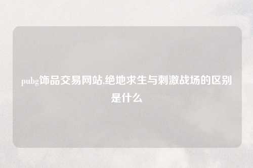 pubg饰品交易网站,绝地求生与刺激战场的区别是什么
