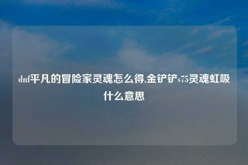 dnf平凡的冒险家灵魂怎么得,金铲铲s75灵魂虹吸什么意思