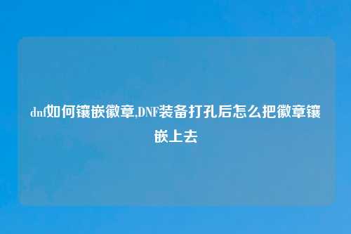 dnf如何镶嵌徽章,DNF装备打孔后怎么把徽章镶嵌上去