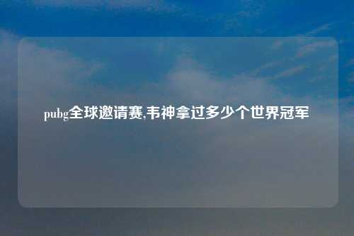 pubg全球邀请赛,韦神拿过多少个世界冠军
