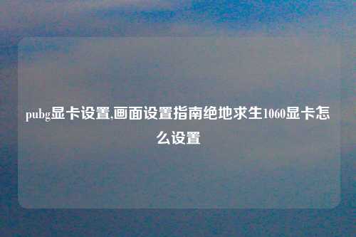 pubg显卡设置,画面设置指南绝地求生1060显卡怎么设置