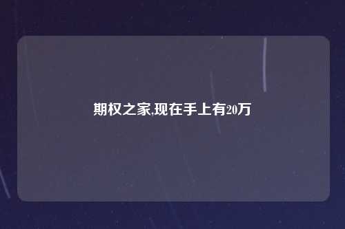 期权之家,现在手上有20万