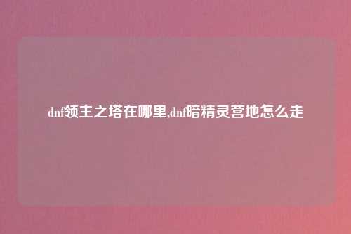 dnf领主之塔在哪里,dnf暗精灵营地怎么走