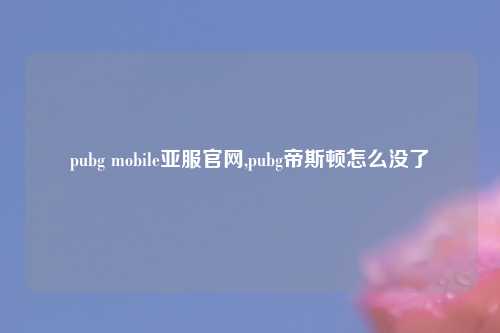 pubg mobile亚服官网,pubg帝斯顿怎么没了