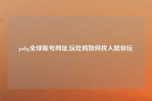pubg全球账号网址,玩吃鸡如何找人陪你玩
