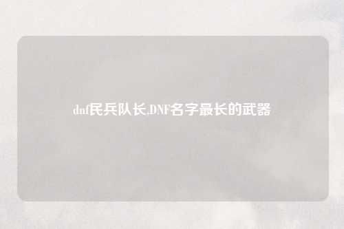 dnf民兵队长,DNF名字最长的武器