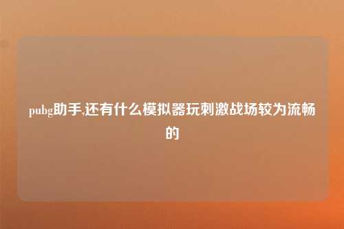 pubg助手,还有什么模拟器玩刺激战场较为流畅的