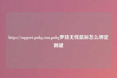 https://support.pubg.com,pubg罗技无线鼠标怎么绑定侧键