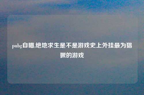 pubg自瞄,绝地求生是不是游戏史上外挂最为猖獗的游戏