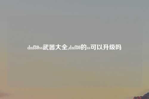 dnf80ss武器大全,dnf80的ss可以升级吗