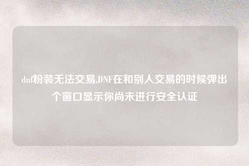 dnf粉装无法交易,DNF在和别人交易的时候弹出个窗口显示你尚未进行安全认证