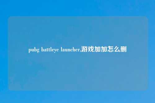 pubg battleye launcher,游戏加加怎么删