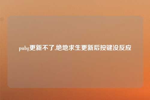 pubg更新不了,绝地求生更新后按键没反应