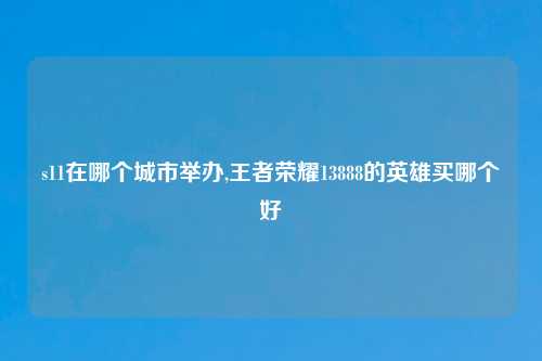 s11在哪个城市举办,王者荣耀13888的英雄买哪个好