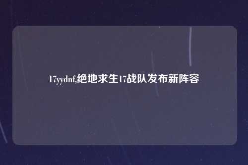 17yydnf,绝地求生17战队发布新阵容