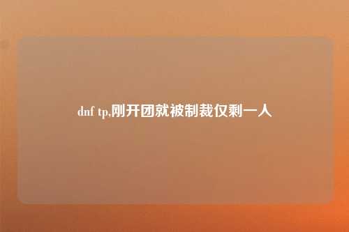dnf tp,刚开团就被制裁仅剩一人