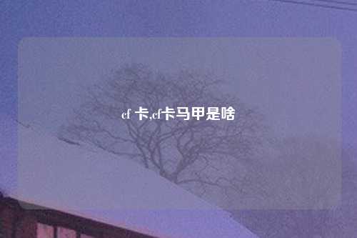 cf 卡,cf卡马甲是啥