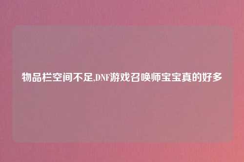 物品栏空间不足,DNF游戏召唤师宝宝真的好多