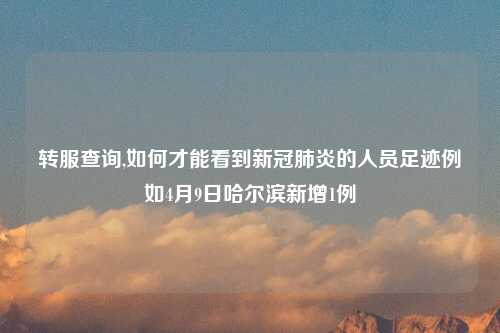转服查询,如何才能看到新冠肺炎的人员足迹例如4月9日哈尔滨新增1例