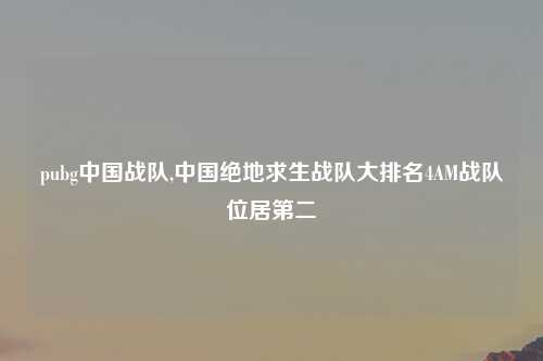 pubg中国战队,中国绝地求生战队大排名4AM战队位居第二