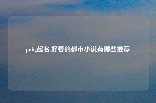 pubg起名,好看的都市小说有哪些推荐