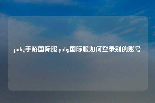 pubg手游国际服,pubg国际服如何登录别的账号
