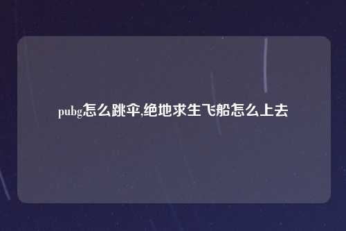 pubg怎么跳伞,绝地求生飞船怎么上去