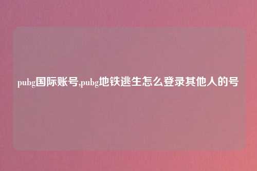 pubg国际账号,pubg地铁逃生怎么登录其他人的号