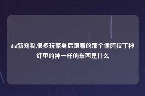 dnf新宠物,很多玩家身后跟着的那个像阿拉丁神灯里的神一样的东西是什么