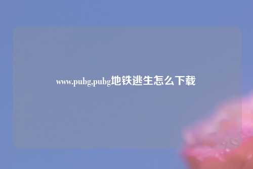www.pubg,pubg地铁逃生怎么下载
