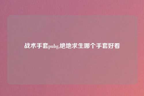 战术手套pubg,绝地求生哪个手套好看