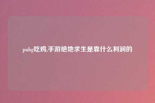 pubg吃鸡,手游绝地求生是靠什么利润的