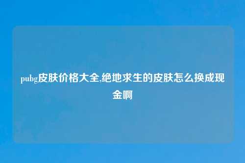 pubg皮肤价格大全,绝地求生的皮肤怎么换成现金啊