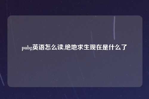 pubg英语怎么读,绝地求生现在是什么了