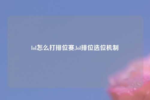 lol怎么打排位赛,lol排位选位机制