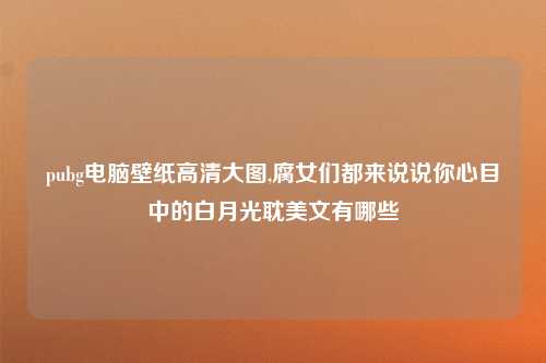 pubg电脑壁纸高清大图,腐女们都来说说你心目中的白月光耽美文有哪些