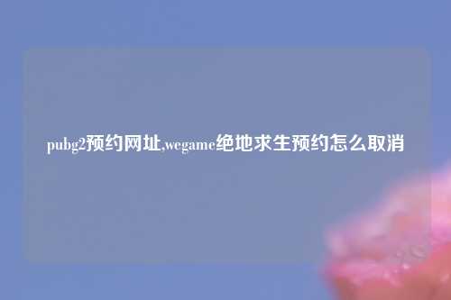pubg2预约网址,wegame绝地求生预约怎么取消