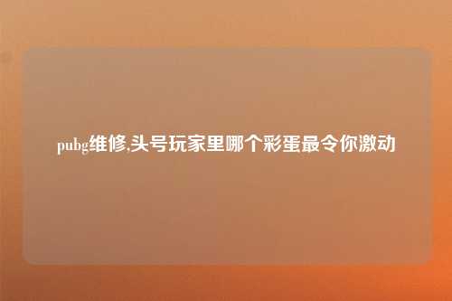 pubg维修,头号玩家里哪个彩蛋最令你激动