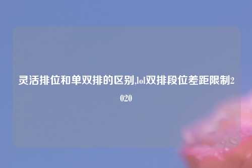 灵活排位和单双排的区别,lol双排段位差距限制2020