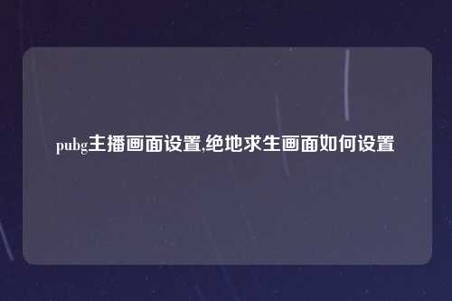 pubg主播画面设置,绝地求生画面如何设置