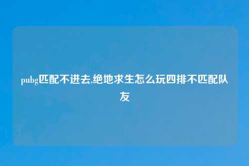 pubg匹配不进去,绝地求生怎么玩四排不匹配队友
