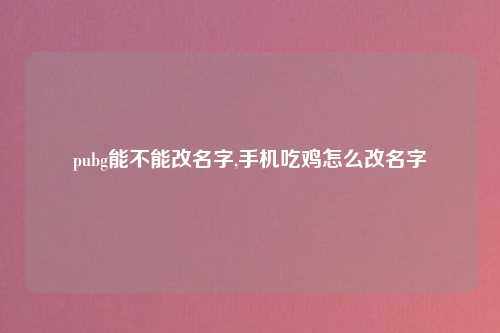 pubg能不能改名字,手机吃鸡怎么改名字