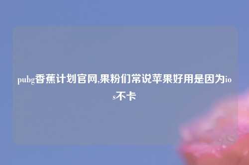pubg香蕉计划官网,果粉们常说苹果好用是因为ios不卡