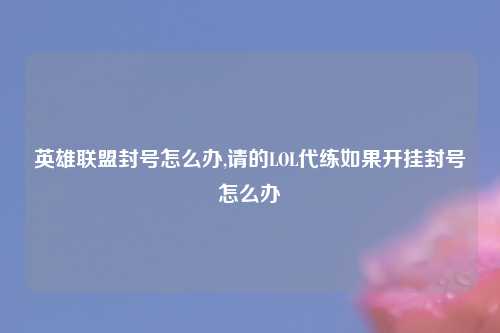 英雄联盟封号怎么办,请的LOL代练如果开挂封号怎么办