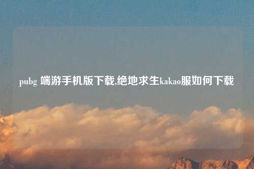 pubg 端游手机版下载,绝地求生kakao服如何下载