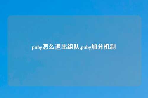 pubg怎么退出组队,pubg加分机制